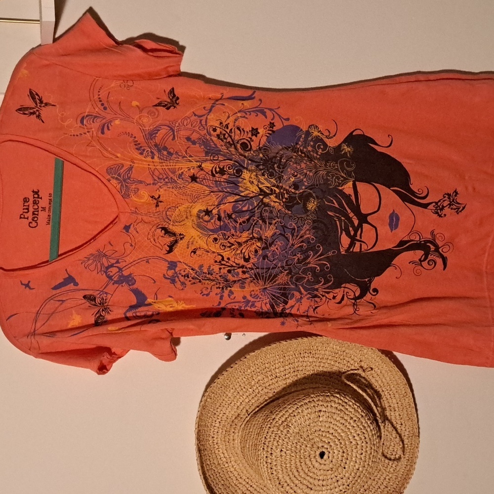 Pure Concept Coral T Shirt Dress With Design